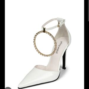 Jeffrey Campbell Encircle White Heels with Gold Ring Detail